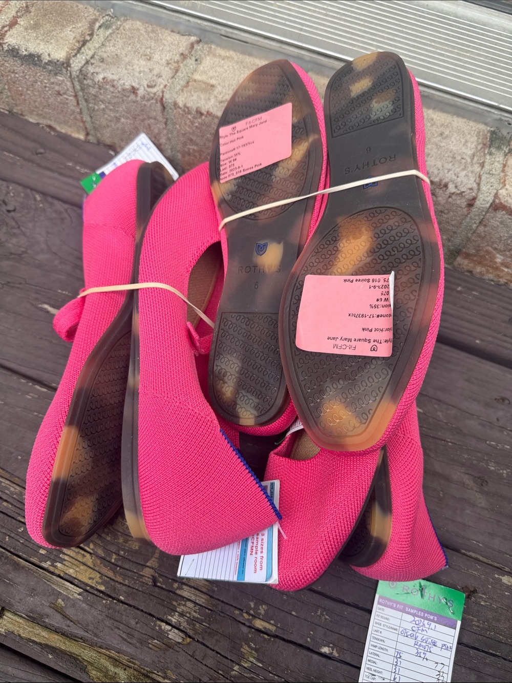 Rothy's Women's Hot Pink Knit Ballet Flats